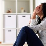 women upset from domestic violence